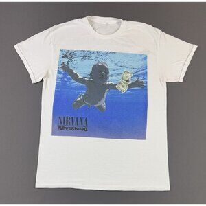 Vintage Y2K 2002 Nirvana Nevermind Band Tee Album Grunge Punk Tour Promo White